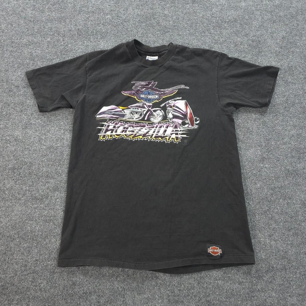VINTAGE Harley Davidson Shirt Mens XL Black Hogzzilla Motorcycle Biker 90s USA